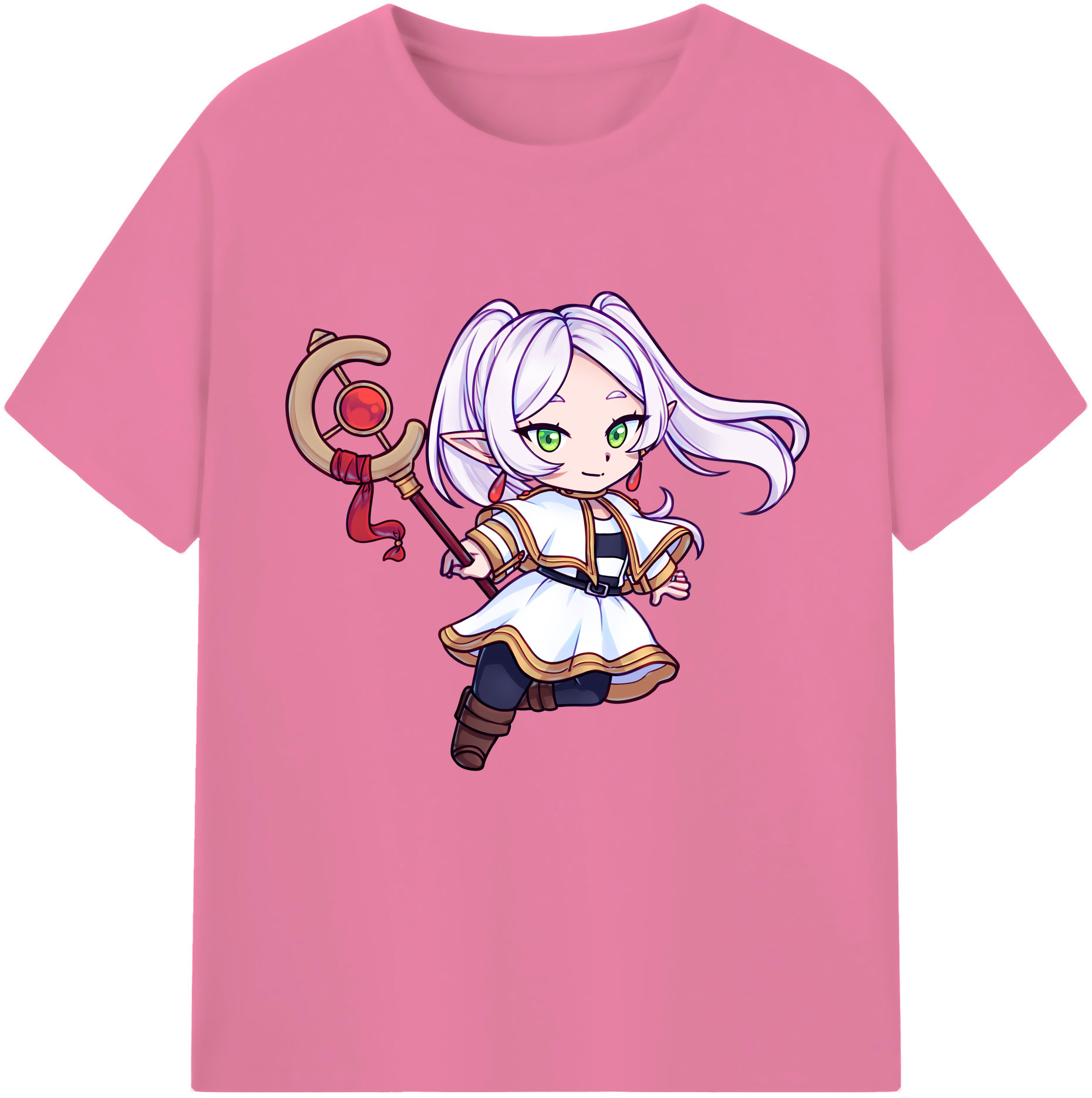 （画像用） 葬送のフリーレン Frieren 綿100％半袖Tシャツ（フロントプリント）
